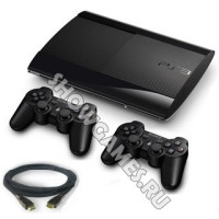 Sony PlayStation 3 Super Slim 500Gb + 2-ой Dualshock 3 + кабель HDMI - пуль - Б/У