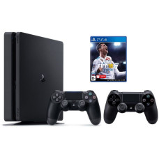 Sony PlayStation 4 Slim 1TB Black + игра FIFA + 2-ой джойстик Dualshock 4 - Б/У