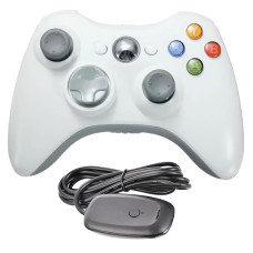 Геймпад беспроводной для Xbox 360 + ресивер (белый)