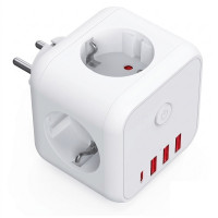 Сетевой разветвитель-тройник 7в1 с USB и Type-C
