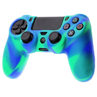 Силиконовый чехол для джойстика Dualshock 4 (камуфляж зелёный/синий)