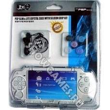 PSP Slim Набор аксессуаров 3 в 1 Crystal Case With Silicon Grip Kit