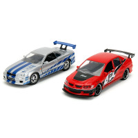 Набор машинок Форсаж 1:32 FF Mitsubishi Lancer Evolution IX / Nissan Skyline GTR R34 (34256)