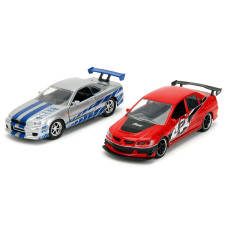 Набор машинок Форсаж 1:32 FF Mitsubishi Lancer Evolution IX / Nissan Skyline GTR R34 (34256)