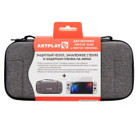 Набор аксессуаров Artplays для Nintendo Switch/OLED: чехол + защитное стекло + плёнка (NSO-1023) серый