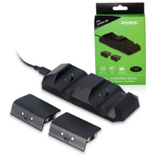 Зарядная станция с подсветкой Xbox One S Dual Charging Dock + 2шт АКБ 600 mAh (Dobe TYX-695) 